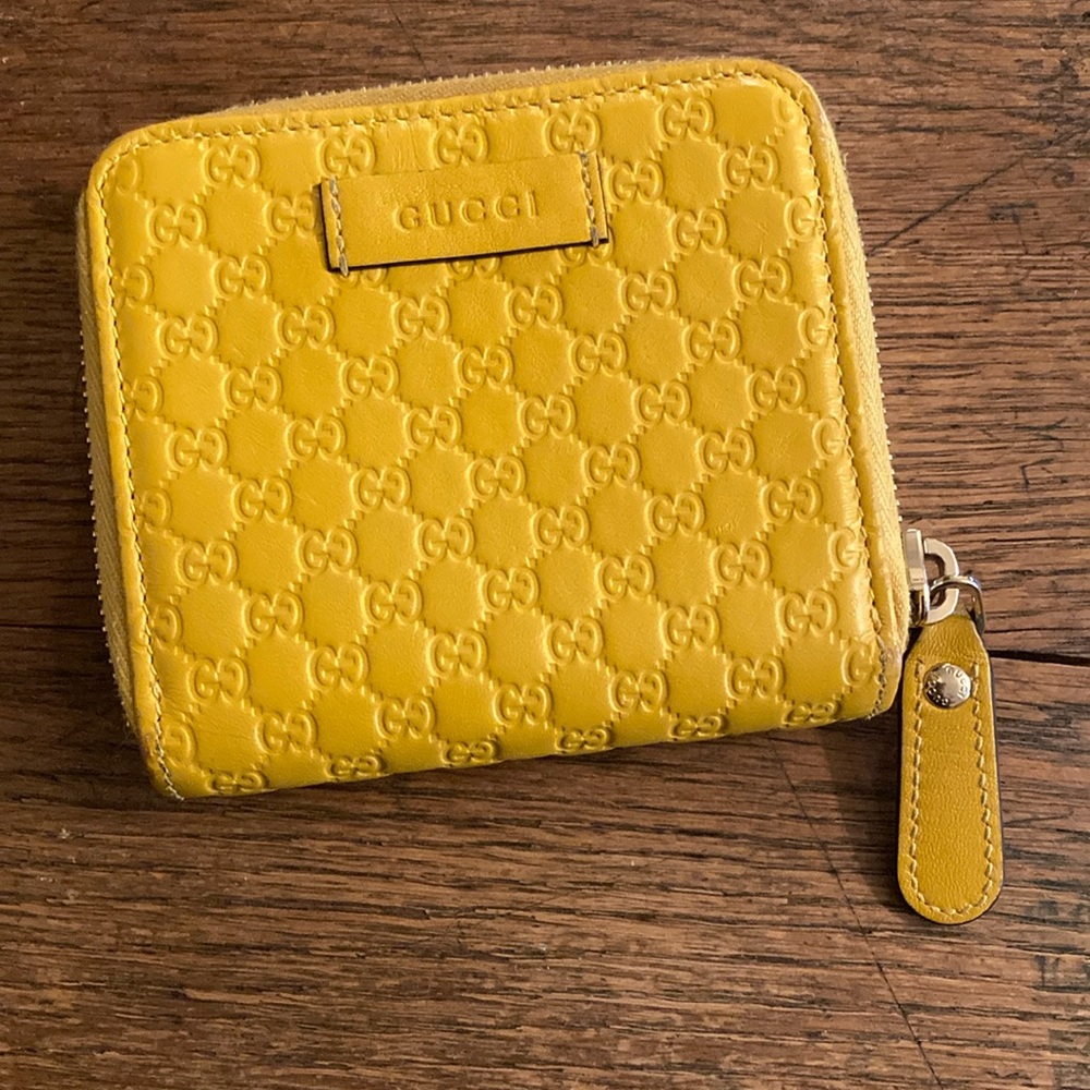 Gucci Yellow Embossed GG Zip Wallet